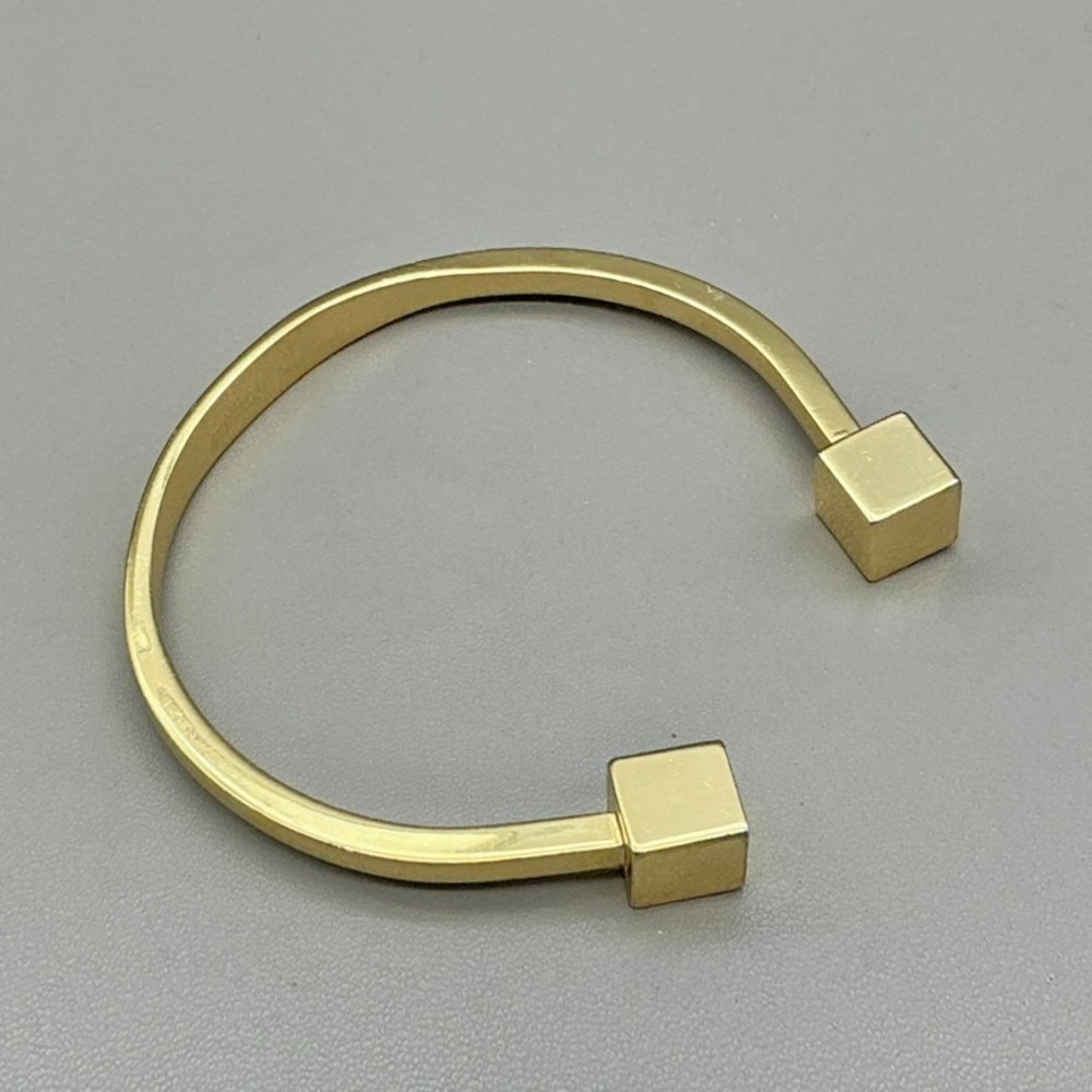 J.Crew Bracelet Womens Gold Tone Cube Geometric Minimalist Cuff Bangle 6.25"